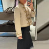 Black Court Style Cropped Jacket For Women Elegant O-neck Long Sleeve Double Breasted Coat Lady Spring Chic Outwear