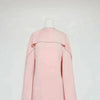 High Neck Cape Sleeve Slim-Fit Maxi Dress Pearl Trim Solid Color Floor Length Modest Abaya Style Formal Occasion Women