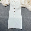 Brand Autumn Knitted Long Dress Women Y2K Embroidery Long Sleeve Bodycon Sweater Dress Streetwear Robe