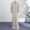 Satin Polka Dots Women's Maxi Dress Suit Ribbon V Neck Full Sleeve Waist Cinching Skirt Sets Evening Party Outfits