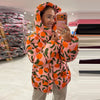 Women's Winter Jackets Printed Hooded Padded Jacket Street Female Stand Collar Long Sleeve Zipper Loose Coats Lady Outerwear