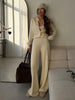 Women's Autumn Winter Knit Cardigan Pants Set Slim Fit Long Sleeve Long Trousers Simple Solid Color Sweater Suit