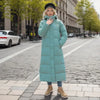 Cotton Coat Long Parka Coat Jacket Women Autumn Winter Thick Warm Coats Woven Block Hooded White Down Parkas