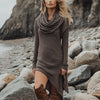 Elegance Heaps Collar Loose Dress For Woman Irregular Hem Long Sleeves Casual Dresses Spring Autumn Lady Solid Vestidos
