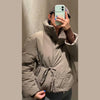 Warm Women's Detachable Scarf Collar Hooded Cotton Coat Solid Full Sleeve Buttons Pocket Thicken Jacket Winter Lady Outwear