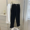 Retro High Waist Corduroy Pants Women Spring Fall Straight Causal Full Length Trousers Korean Baggy Black Pants