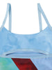 Women’s Casual Sweet Suspender A-line Dress Contrast Color U-neck Hollow Short Dress