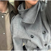 Grey Lapel Woolen Blend Short Coat Women Solid Single Breasted Long Sleeves Pockets Loose Jacket Lady Autumn Street Outerwear