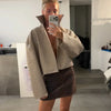 Casual Pu Leather Women's Jacket Chic Solid Long Sleeve Stand Collar Female Outwear Autumn Winter Street Short Lady Jacket