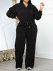 Striped Women's Set V-neck Long Sleeve Sweatshirt and SweatPants Tracksuit Winter Two 2 Piece Set Outfit