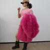 Colorful Fahionable Faux Fur Mongolian Jacket Long Tailored Collar Plush Winter Coat for Women Elegant Loose Fit Outerwear