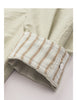 Women Slub Cotton Jackets Spring Cropped Tulip Silhouette Striped Cuff - Turn Up Stand Collar Tops