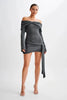 Off Shoulder Knit Sweater Dress Women Irregular Lace Up Slim Patchwork Twist Short Dresses Party Evening Elegant Dress