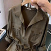 Spring Female Long Sleeved Casual Shirt French Lady Patchwork Cardigan Blouse Autumn Women Lapel Solid Color Shirts Coat