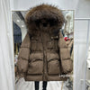Lagabogy Winter Women's Medium-Length White Duck Down Jacket Female Thick Waist-Fitted Puffer Coat Large Real Raccoon Fur