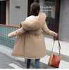Cotton Liner Parker Women Long Coat Parka Coats Adjustable Waist Fur Collar Winter Jacket Coat Medium Long Hooded Parka Jackets