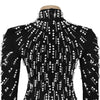 Temperament Elegant Party Diamond Pearl Long Bodycon Dress Women O Neck Long Sleeve Glitter Club Evening Black Sheath Maxi Dress