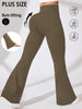Plus Size Women's Soft High Waisted Flare Pants, Leggings Tummy Control Soft Bootleg Bell Bottoms Running
