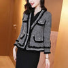 Chic Women Plaids Fringed Jacket Tweed Pearls Buckles Tweed Blazers Gold Silk Retro Checked Coat Spring Fall Cardigan Crop Tops