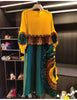 Pleated Tie Flower Long Sleeve Women's Dress Chic Loose Colorblock Patchwork Design Beading Famale Clothing 2DB6651