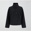 Woolen Dark Blue Jacket Women Autumn Single Breasted Stand Collar Loose Female Coat Office Lady Street Short Outwear Tops