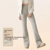 Winter High Waist Flared Pants Women Tummy Control Velvet Bell Bottom Trousers Thick Warm Wide Leg Pants Casual Streetwear Fashi
