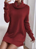 Women's Autumn Winter Knit Dress Solid Color Loose Turtleneck Comfortable Sweater Style Gown