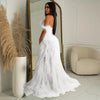 Women Tierred Mesh See Though Off Shoulder Sweetheart Collar Maxi Long Floor Length Dress Evening Sexy Party Dresses