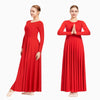 Women's Long Sleeve Praise Dance Dress Loose Fit Full Length Church Liturgical Lyrical Dancewear Worship Costume