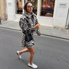 Women Zebra Print Faux Fur Coat Shorts Set Lapel collar Long Sleeve Jacket Shorts Set for Women Winter Warm Matching Outfits