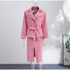 Lapel Collar Tie Waist Women Blazer With Midi Pencil Skirt Two Piece Set High Waist Slim Fit Minimalist Elegant Office Outfit