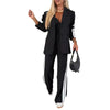Female Office Blazer 2 Piece Sets Autumn And Winter Long Sleeves Suit Women's Suit Pimp Stitching Pants Pocket Suit