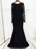 Diamonds Beaded Sequins Formal Evening Dress Lace Long Sleeves Mermaid Women's Gowns Trumpet Elegant Wedding Party Dress