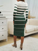 Office Ladies Knitted Dress Elegant Striped Print Slim Long-sleeved Dress Autumn Winter