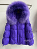 Lagabogy Big Natural Fox Fur Puffer Jacket Winter Clothes Women Thick Warm White Duck Down Coat Female Real Fur Parker