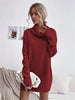 Women's Autumn Winter Knit Dress Solid Color Loose Turtleneck Comfortable Sweater Style Gown