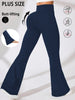 Plus Size Women's Soft High Waisted Flare Pants, Leggings Tummy Control Soft Bootleg Bell Bottoms Running