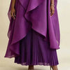 Yellow Women's Pleated Set Draped Cape Overlay Maxi Dress And Wide Leg Long Pants Two Pieces Sets Elegant 2DB7706