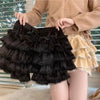 Autumn Winter Warm Lolita Safety Short Pants Women Sweet Chic Plush Bloomers Japanese Y2k Lace Bow Knickers Harajuku Cute Shorts
