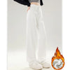 Winter Girls Fleece Thermal High Waist Jeans Female Snow Warm Plush Denim Pants Lady Casual Daily Straight Leg Trousers