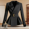 Women's Blazer Jacket Spring Autumn Slim Black Office Ladies Outerwear Solid Color Casual Female Suit Coat
