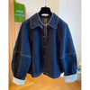 Women Denim Jackets Korean Style Dark Blue Long Sleeve Single Breasted Coats Spring Autumn Vintage Loose Jacket Tops