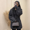 Faux Fur PatchworkTwisted Knitted Cardigan Women Elegant Lapel Long Sleeve Pockets Furry Knitwear Autumn Female Loose Outerwears