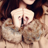 1Pair Faux Fur Wrist Cuffs For Wool Coat Jackets Women's Arm Warmers Elastic Furry Wristbands Sleeves Cuffs Winter Wrist Cuff