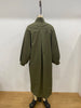 Women Loose Draped Trench Coat Stand Lantern Sleeve Side Slit Single Breasted Casual Outerwear Street Daily Ladies Chic Overcoat
