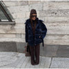 Warm Glossy Hooded Lace-up Cotton Coats Winter Female Casual Zipper Bottons Belted Overcoat Women's Solid Streetwear