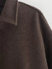 Brown Zipper Woolen Jacket For Women Elegant Lapel Long Sleeve Short Coats Vintage Autumn Lady Street Outerwear
