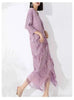 High End Pleated Maxi Dress Women V Neck Batwing Sleeves Stitching Color Tassel Elegant Dresses Ladies Clothes 2DA1641