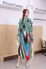 Pleated Printting Batwing Sleeve Dress For Women Spring Autumn Chic V-Neck Loose Famale Clothing 2DB4541
