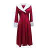 Year Christmas Dress Women Christmas Sexy Costume Long Sleeve V Neck Plush Warm Party Pleated Elegant Tunic Swing Dresses